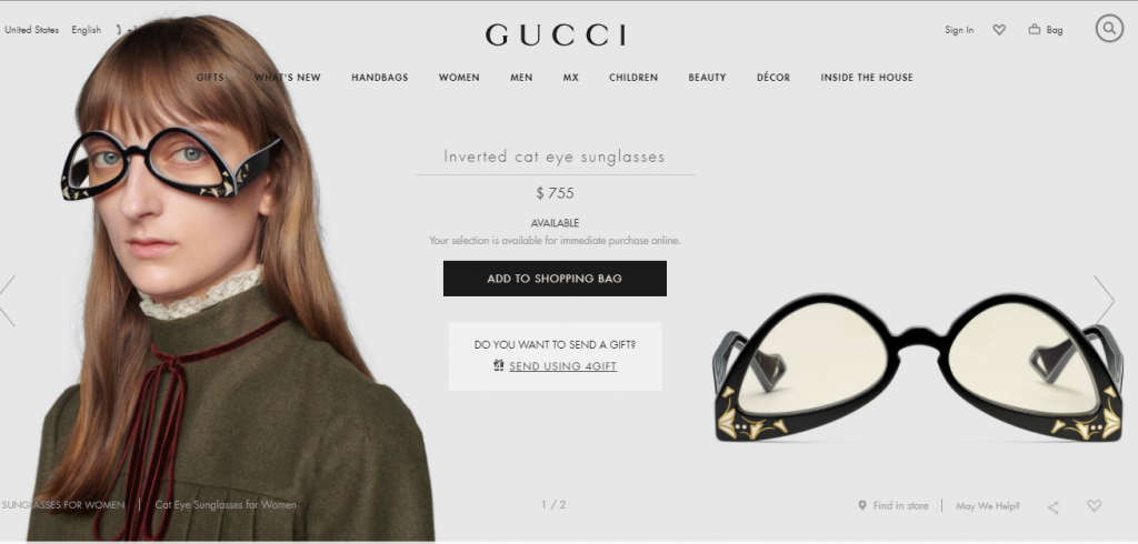 Kính "lộn ngược" sản phẩm mới của Gucci